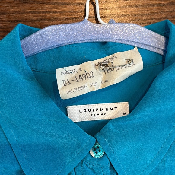Equipment turquoise silk blouse - Picture 2 of 9